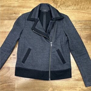J.Crew Womens Gray Wool Blend Motorcycle Full Zip Jacket Size 0